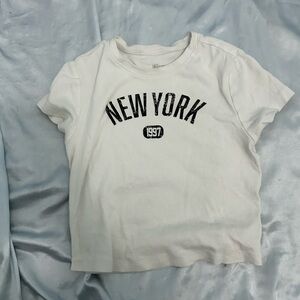 No Boundaries White and Black Short Sleeve Tee with Bold Print